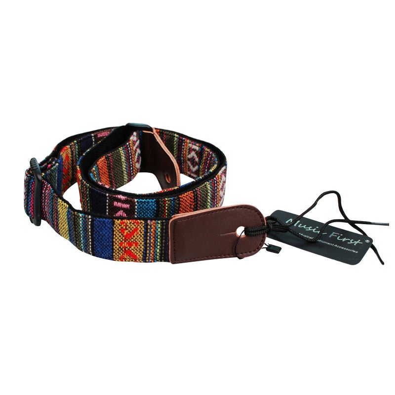 MUSIC FIRST Classic Country style Soft Yarn-dyed fabric & Genuine Leather Ukulele Strap Ukulele Shoulder Strap Version 2.0 - Image 3